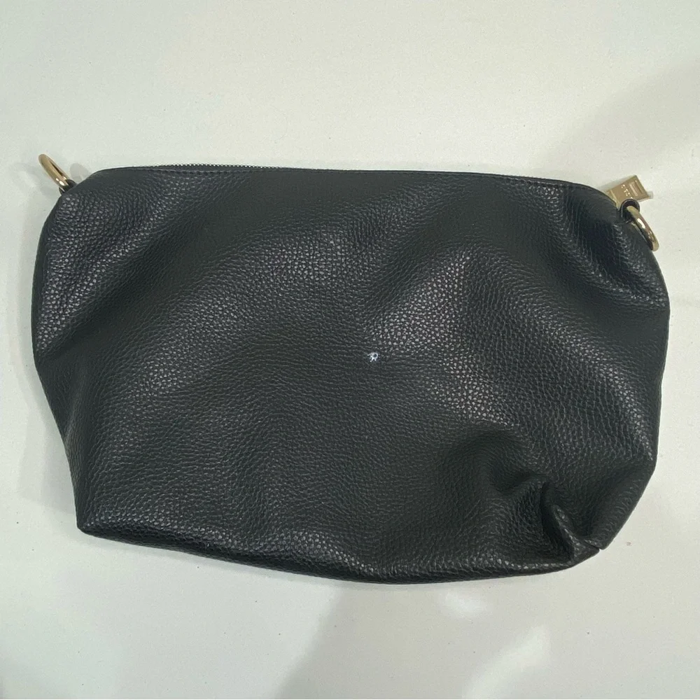 BCBG Paris Shoulder Bag Tote Vegan Pebbled Leather Gold Lock Charm + Extra Bag